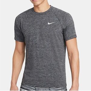 Nike Swim Men's Heathered Short-Sleeve Hydroguard Swim Shirt Sz L gray
